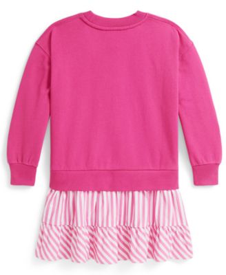 Girls' 2T-6X Striped Skirt Loop Back Fleece Dress