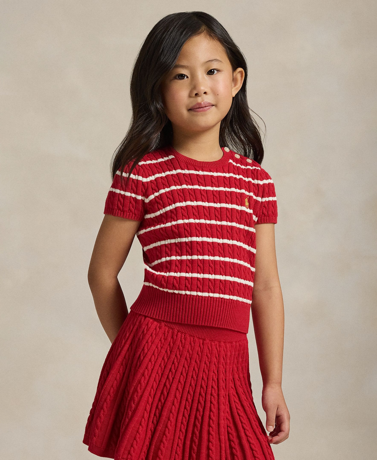 Polo Ralph Lauren Girls 2T-6X Lunar New Year Sweater and Skirt, 2-Piece Set