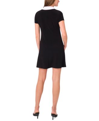 Women's Short-Sleeve Combo Collar Dress
