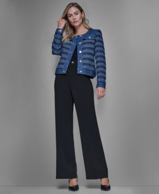 Women's Denim Tweed Crewneck Jacket