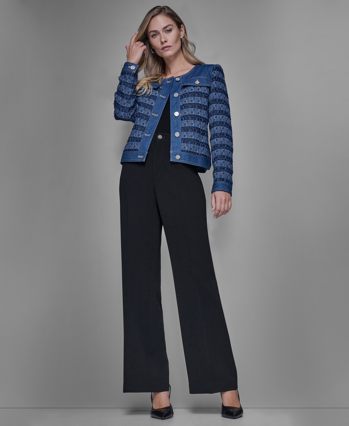 Karl Lagerfeld Paris Women's Crewneck Jacket