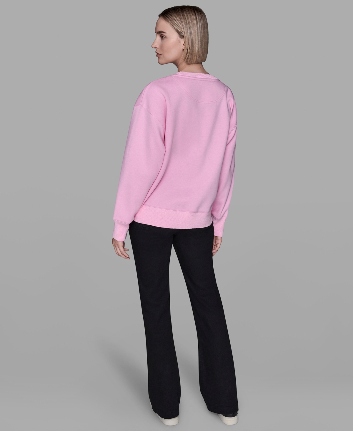 Karl Lagerfeld Petite Crewneck Pull-on Sweater In Pink