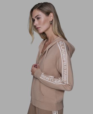 KARL LAGERFELD PARIS - Petite Hooded Zip-Front Sweatshirt
