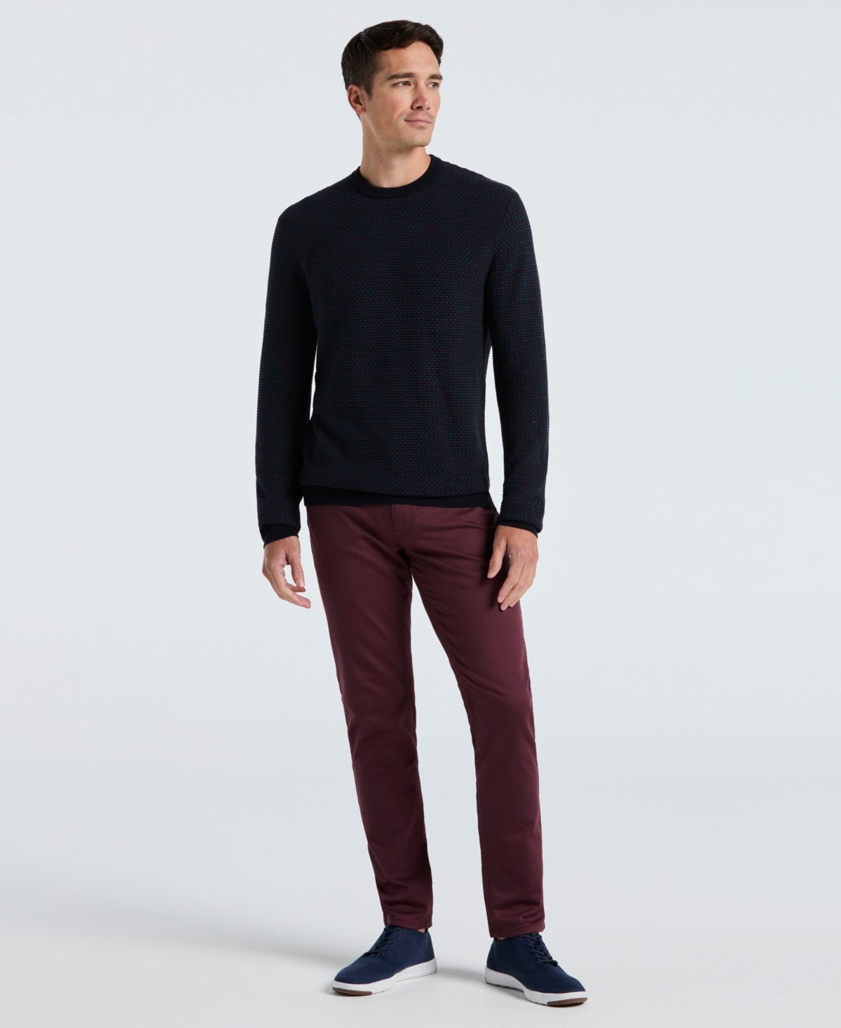 Perry Ellis Men's Space Dye Texture Crewneck Sweater