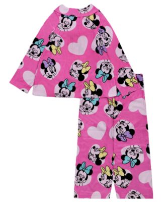 Girls' Toddler 2T-4T Minnie Heart Love Coat-Style Top and Pants, 2-Piece Pajama Set