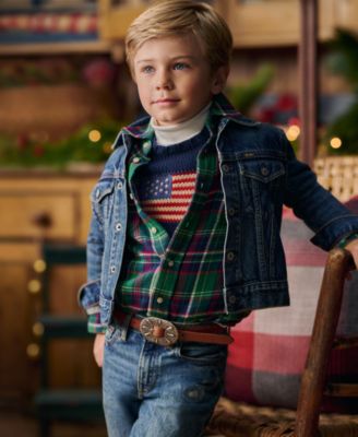 Toddler and Little Boys 2-7 Plaid Brushed Cotton Oxford Shirt