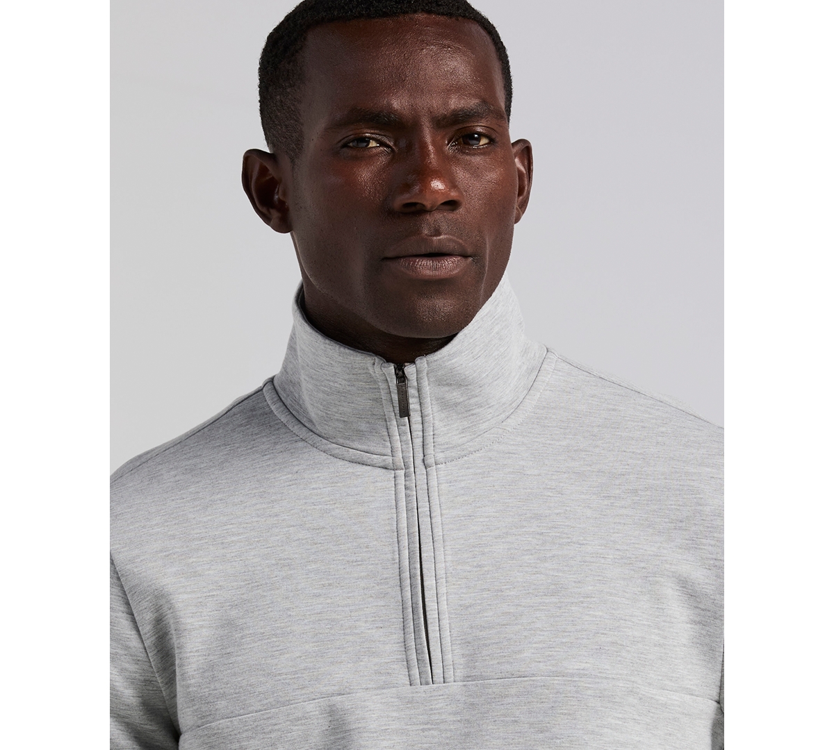 Perry Ellis Men's Neoprene Quarter Zip Long-Sleeve Sweater