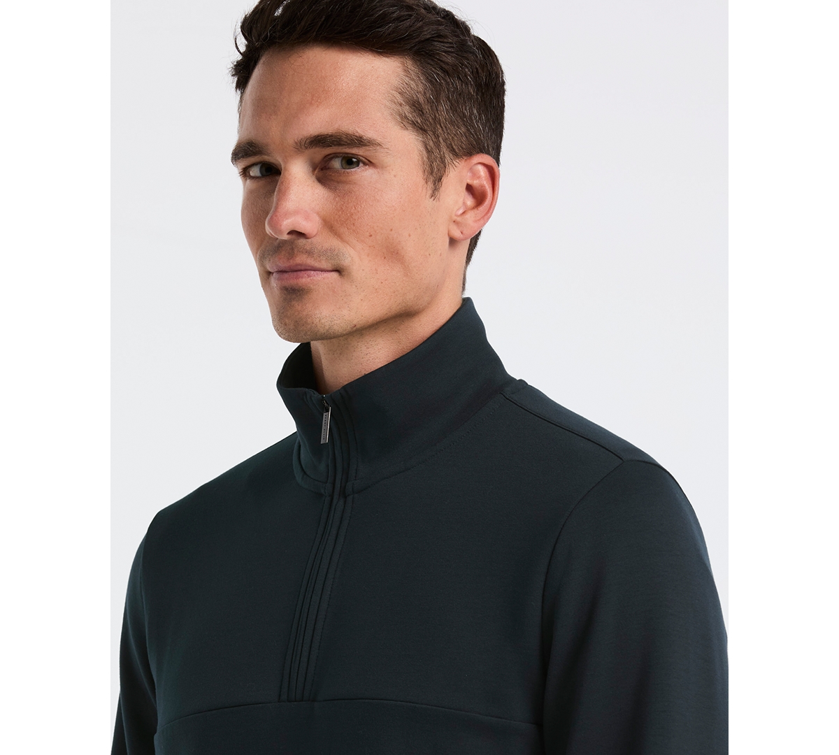 Perry Ellis Men's Neoprene Quarter Zip Long-Sleeve Sweater