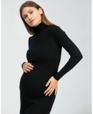 Maternity Turtleneck Maxi Dress Penelope with Side Slit