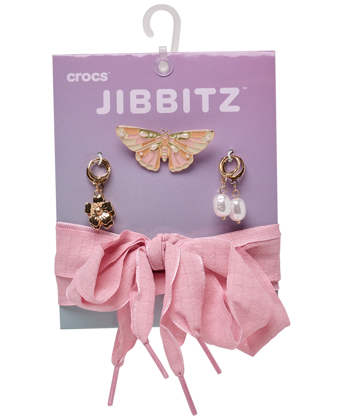 Crocs Jibbitz Laces And Butterfly Charms Kit From Finish Line In Pink