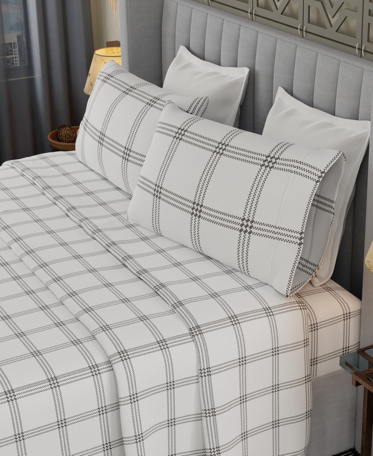 Color Sense Brushed Cool Crisp Printed Cotton 4-Pc. Sheet Set, Full