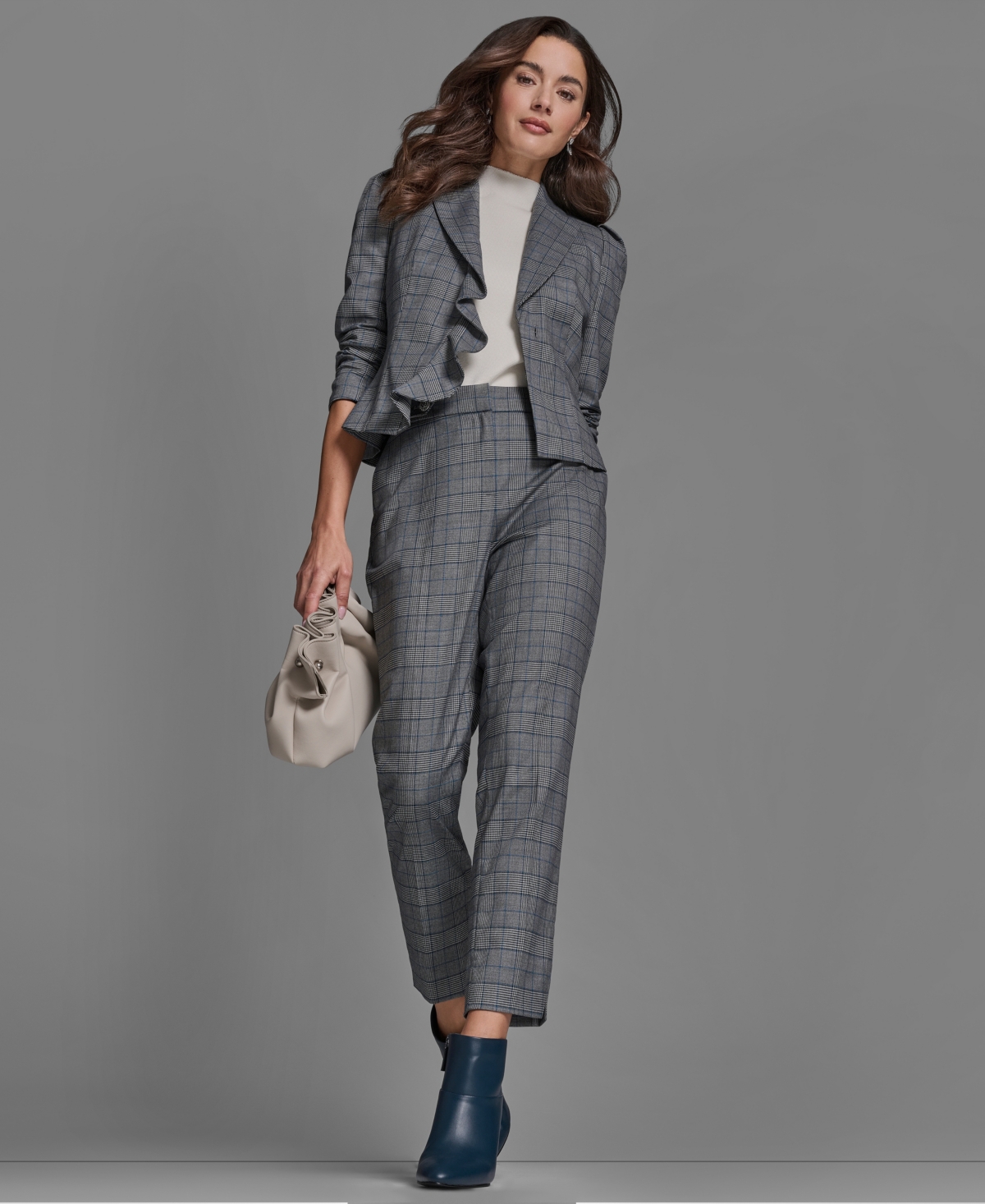 Bcbg Women's Plaid High-Rise Straight Pants