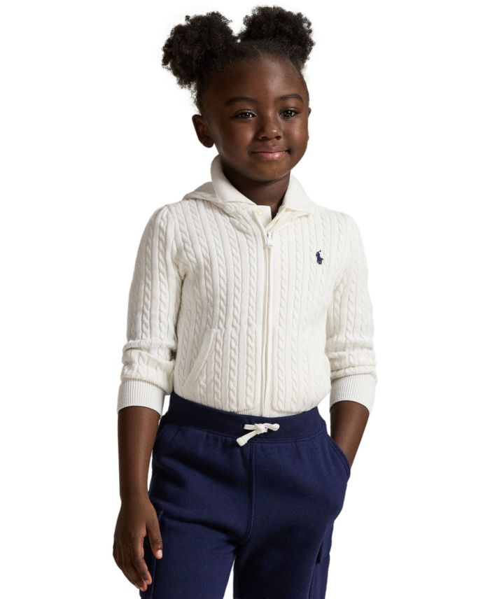 Polo Ralph Lauren Girls 2T-6X Mini-Cable Cotton Full-Zip Hoodie