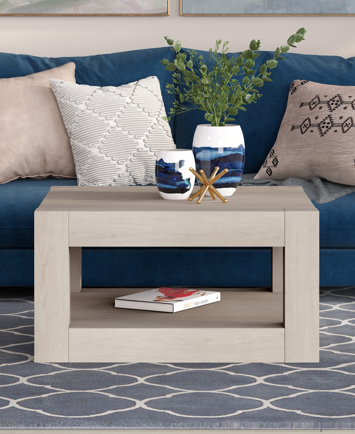 Hudson & Canal Hughes 32" Wood Wide Square Coffee Table