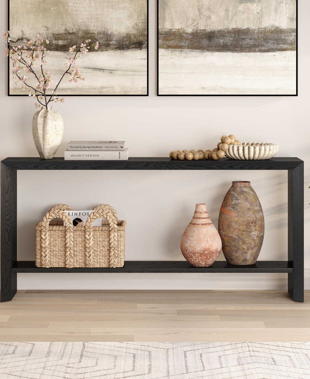 Hudson & Canal Osman 64" Wood Wide Rectangular Console Table