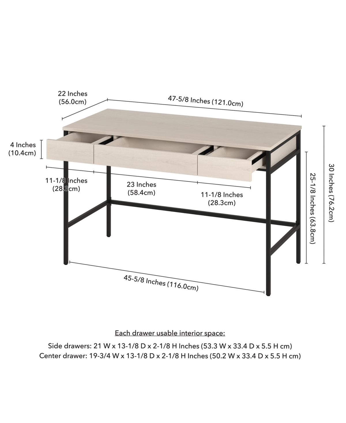 Hudson & Canal Evans 48" Wood Wide Rectangular Writing Desk