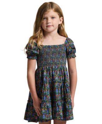 Polo Ralph Lauren - Girls 2T-6X Floral Smocked Short Sleeve Dress