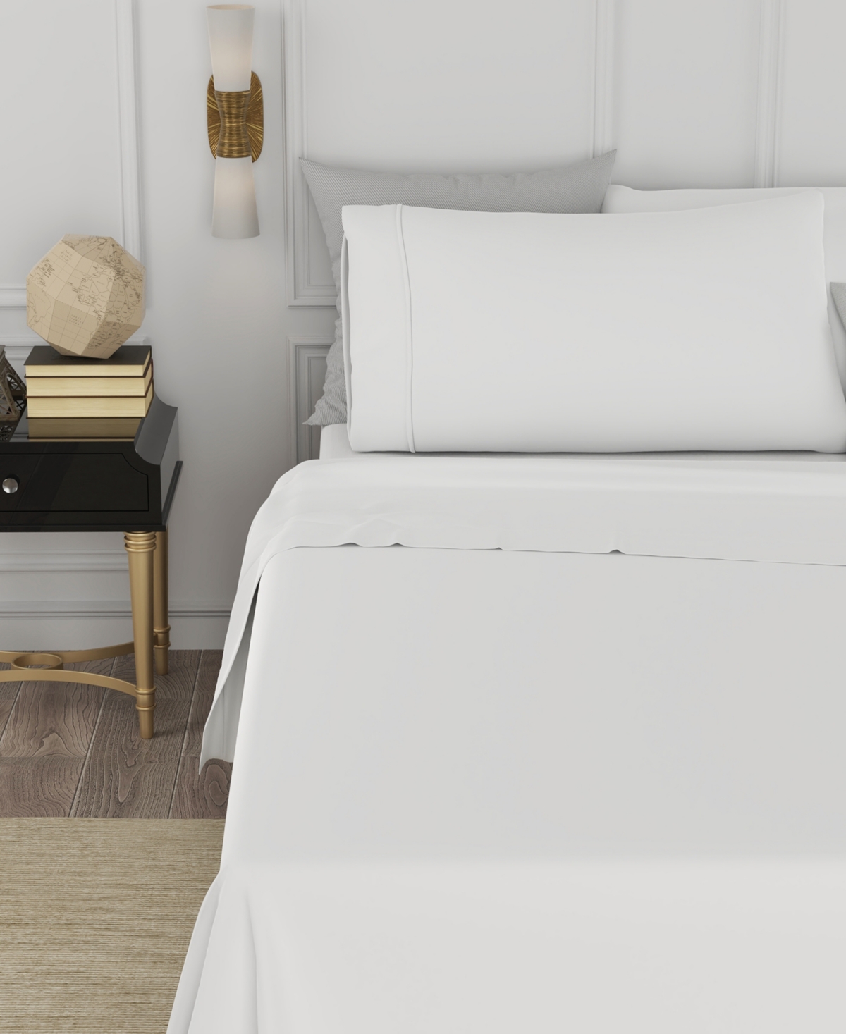 Color Sense Brushed Cool Crisp Solid Cotton 3-pc. Sheet Set, Twin Xl In White