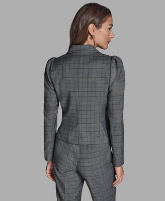 Women's Plaid Long-Sleeve Ruffle Jacket