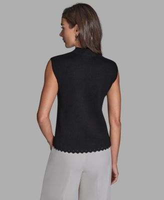 Women's Sleeveless Mock Neck Knit Top