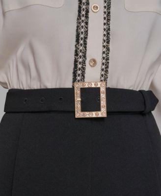 Women's Collared Long-Sleeve Contrast Jumpsuit