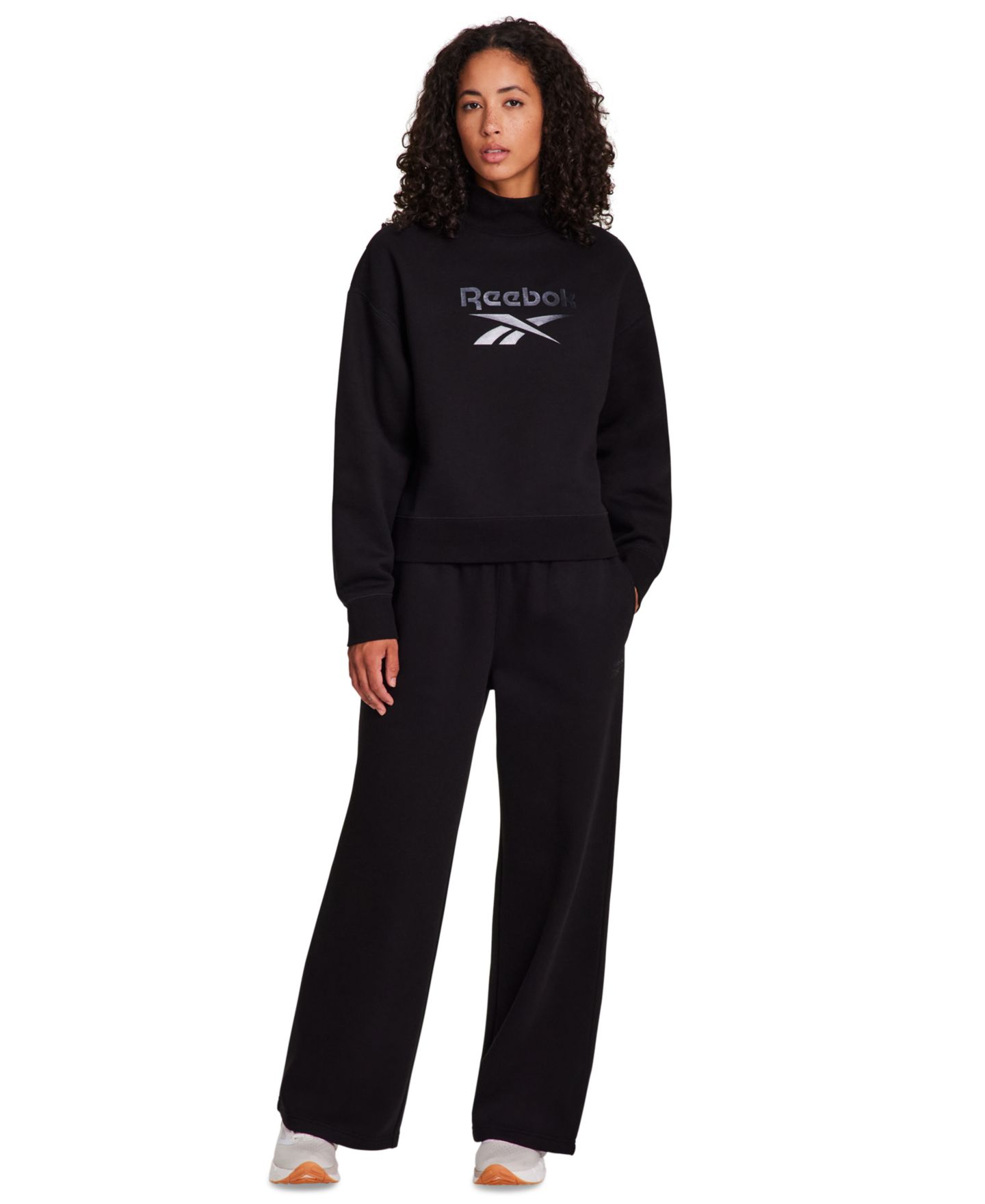 Женские брюки Reebok Tonal Wide-Leg Sweatpants, цвет: Чёрный — фото 2