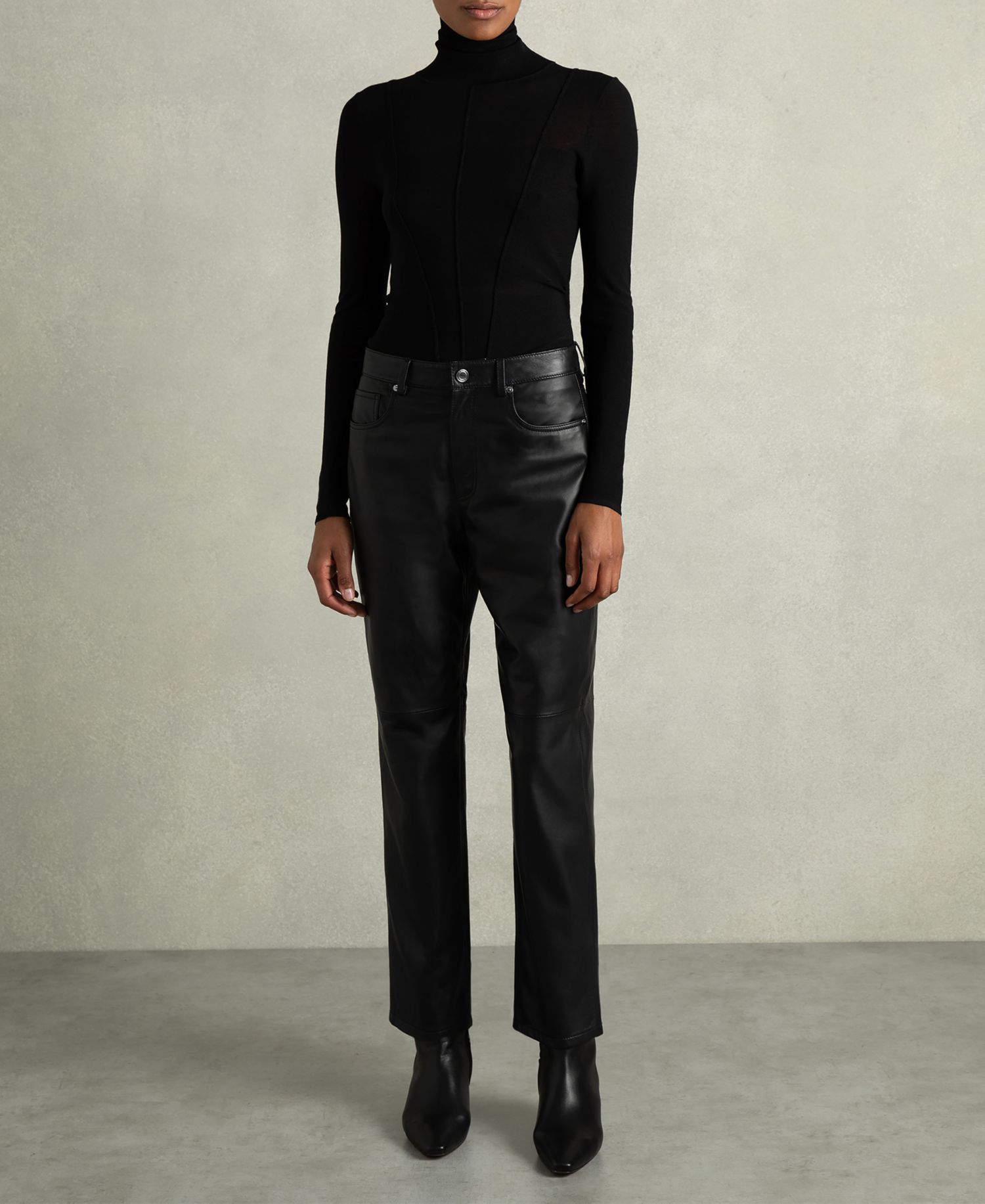 Women's Verona Leather Slim-Leg Pants