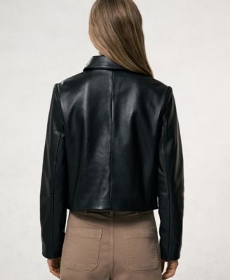 Women's Collared Leather Jacket
