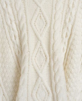 Crest Button Cable Poncho Wrap