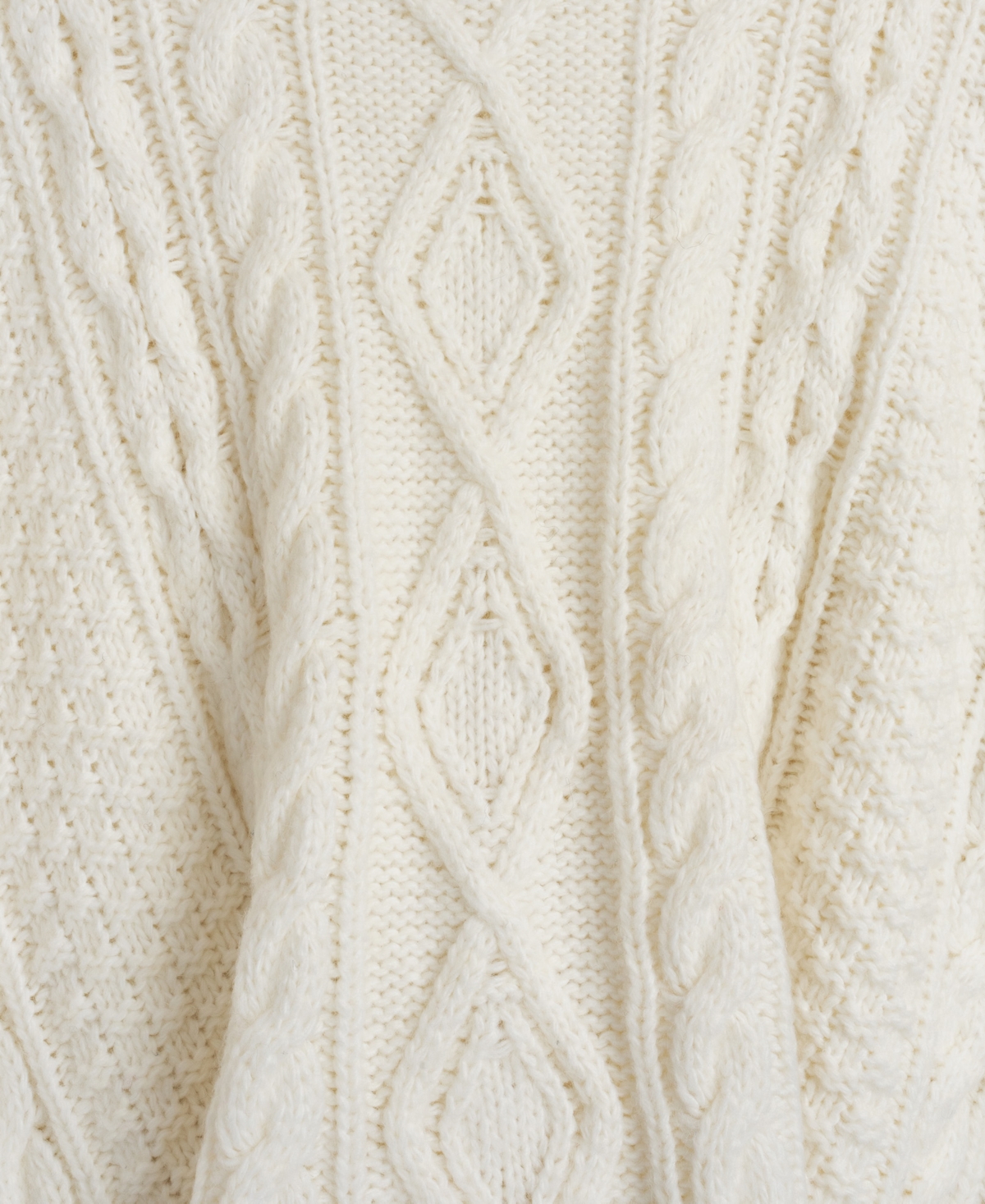 Lauren Ralph Crest Button Cable Poncho Wrap