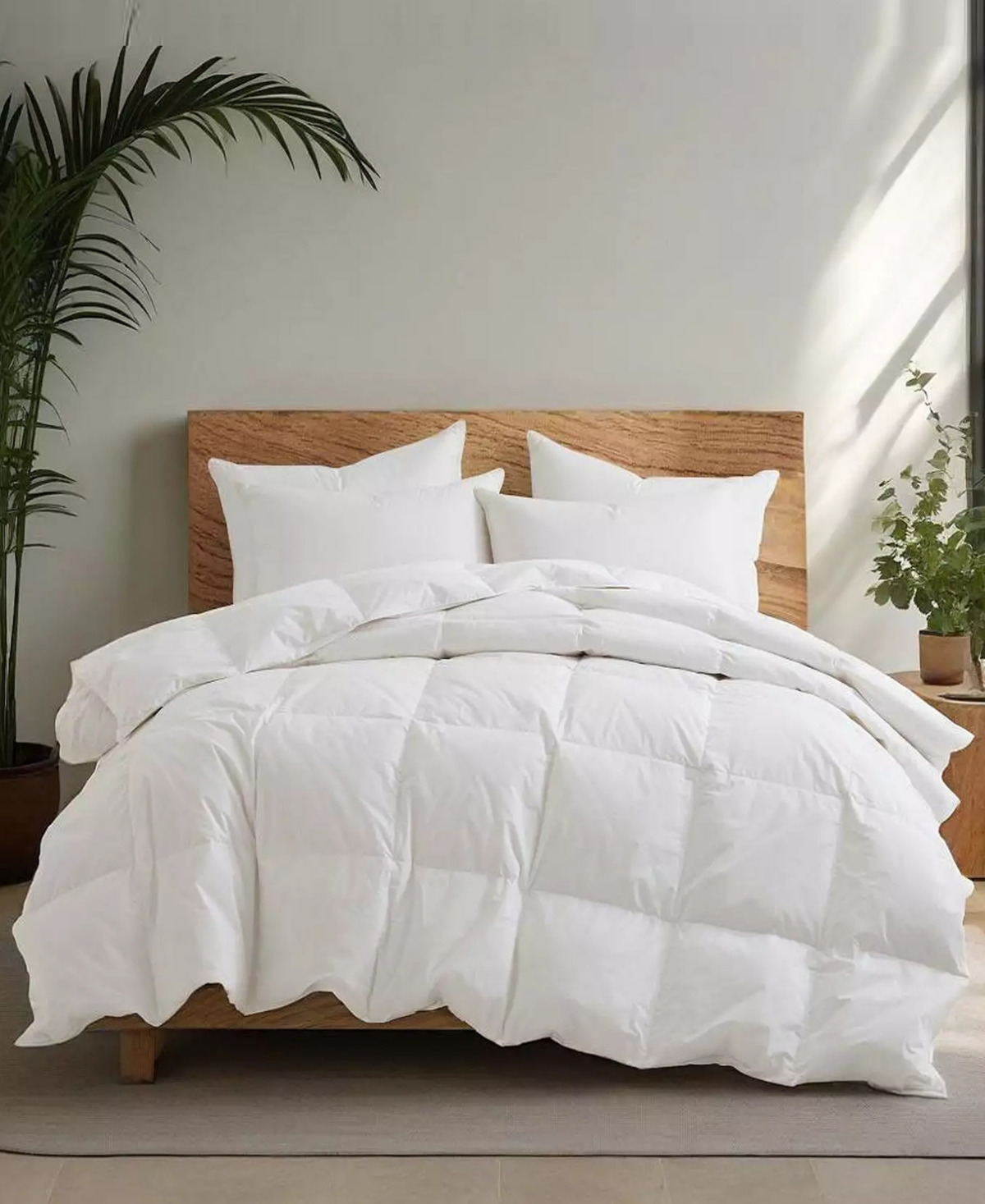 Unikome Cotton Fabric All Season Goose Feather Down Comforter, King