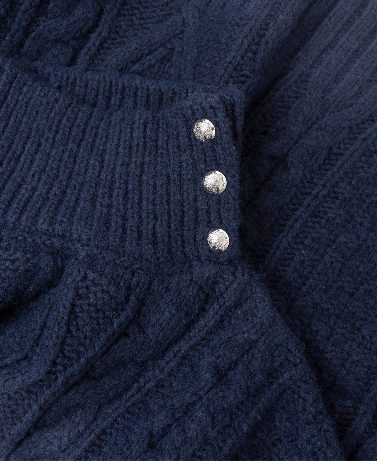 Lauren Ralph Lauren Crest Button Cable Poncho Wrap