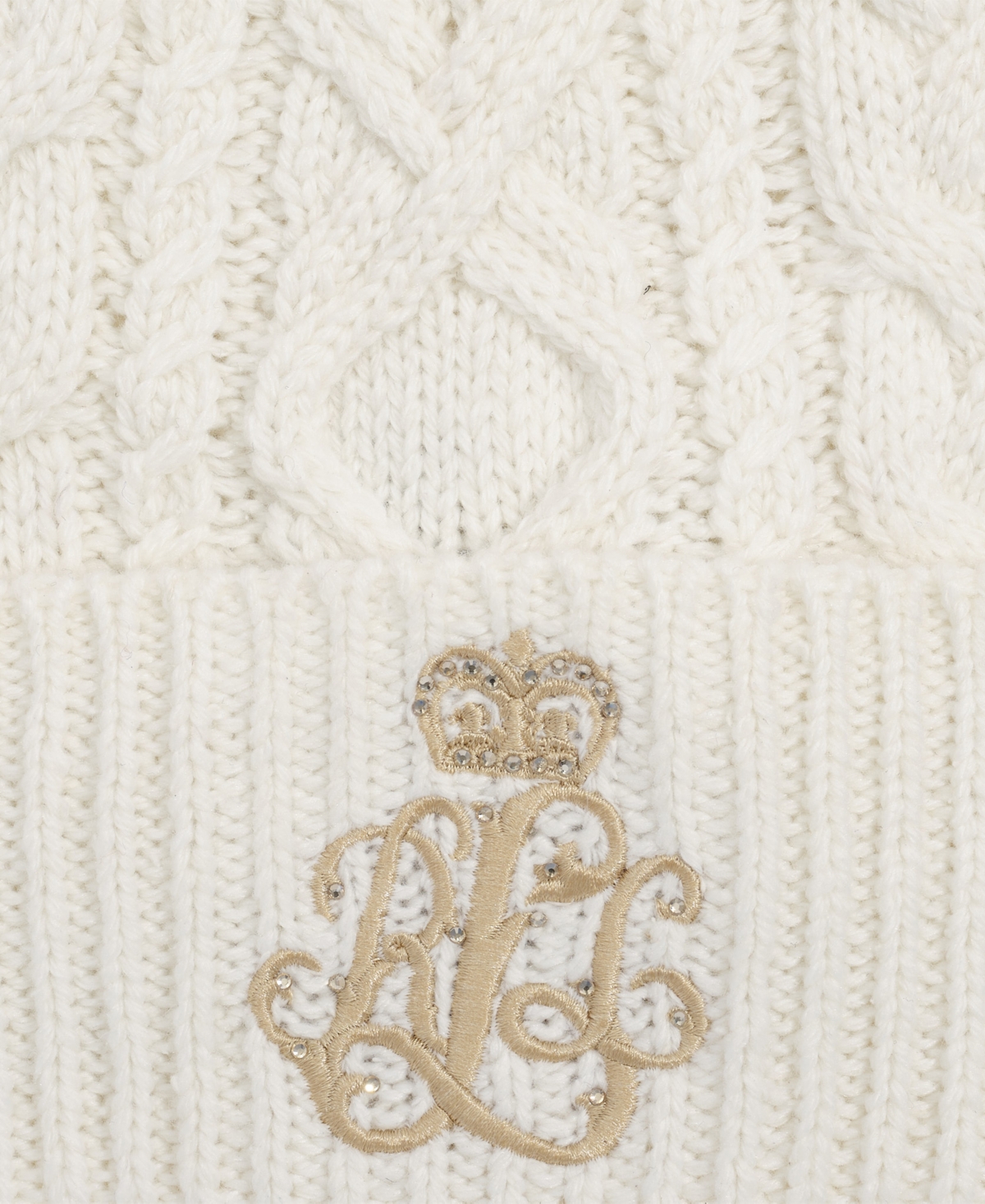 Lauren Ralph Cable Hat With Direct Embroidery And Stones