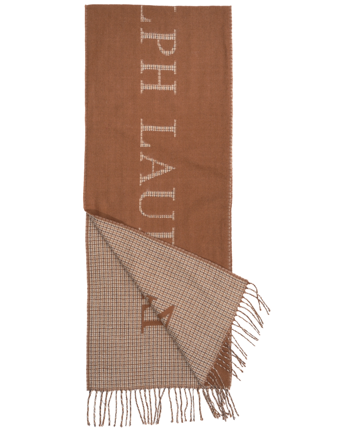 Ralph Lauren Double Face Logo Scarf In Brown