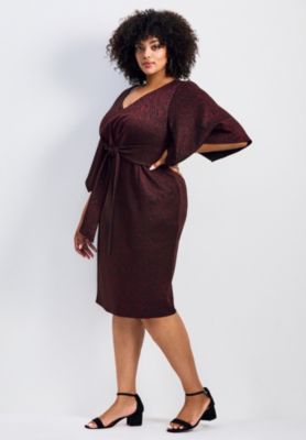 Women's Anastasia Metallic Knit Tie Front Dress