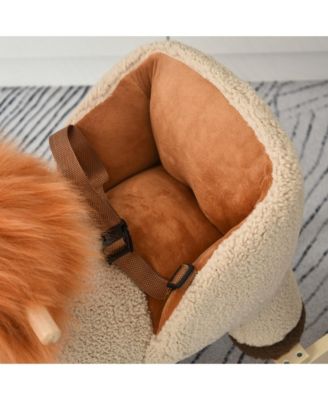 Kids Rocking Chair with Sound, Wood Base Seat, Safety Belt, Lion