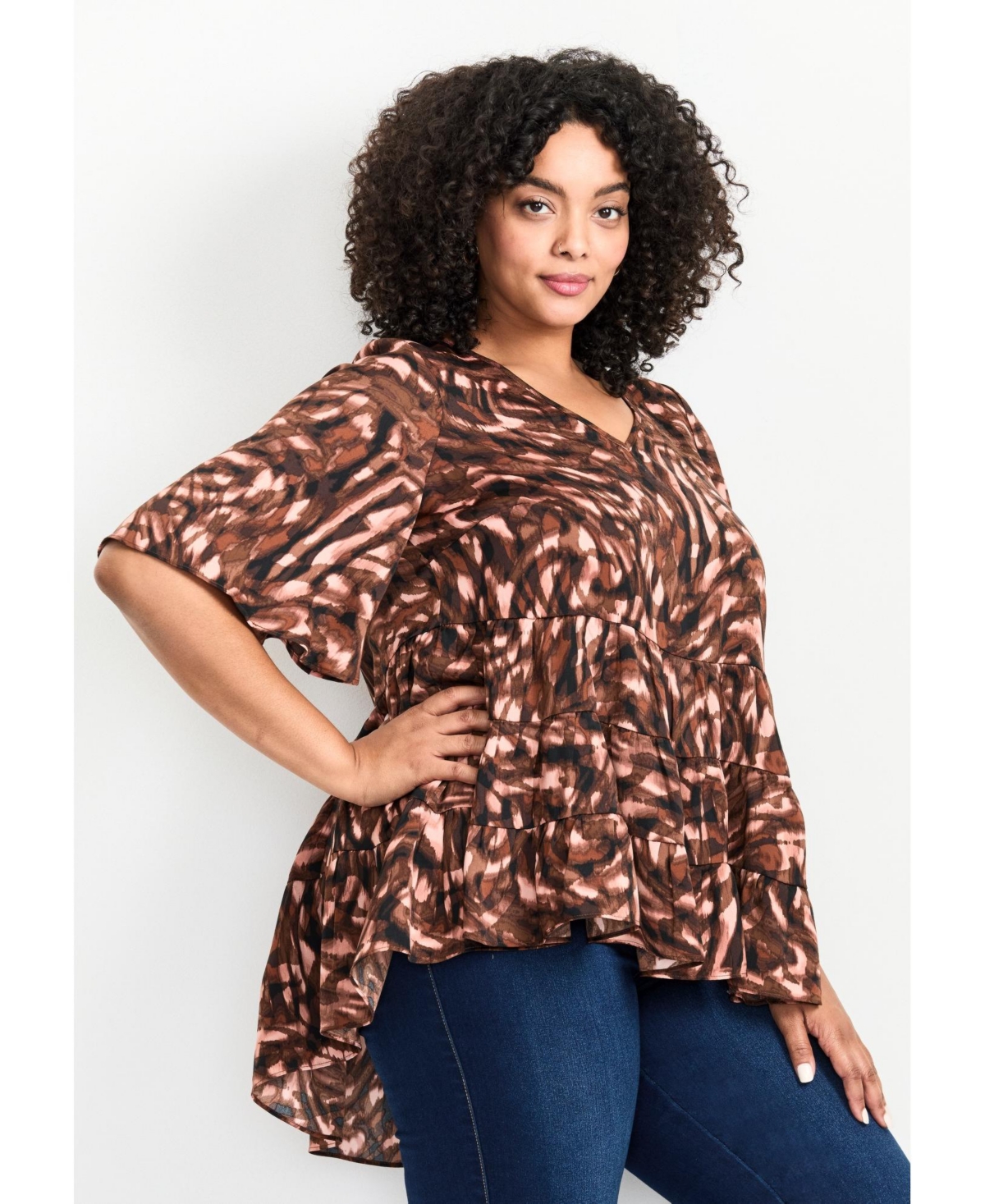 Avenue Women's Plus Aly Tiered Top