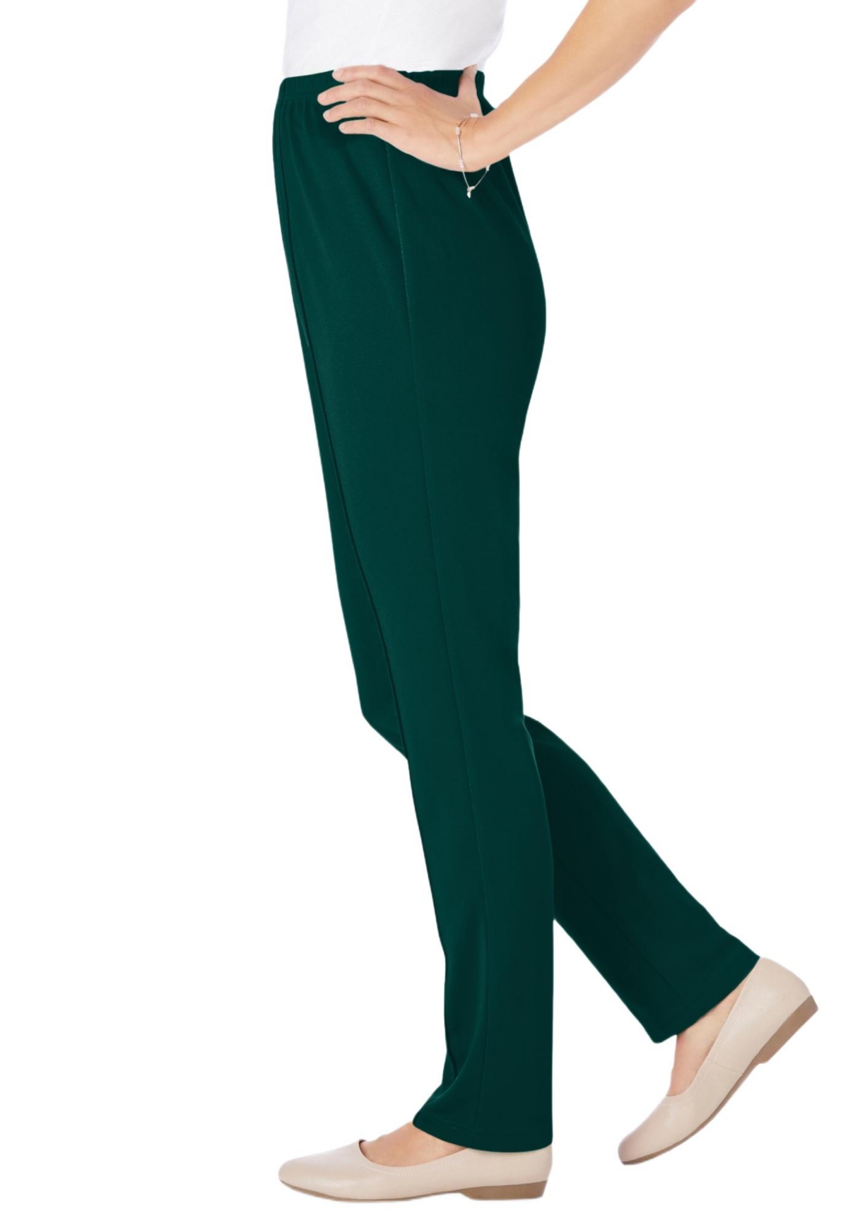 Woman Within Women's Knit Hassle-Free Pull-On Elastic-Waist Pants