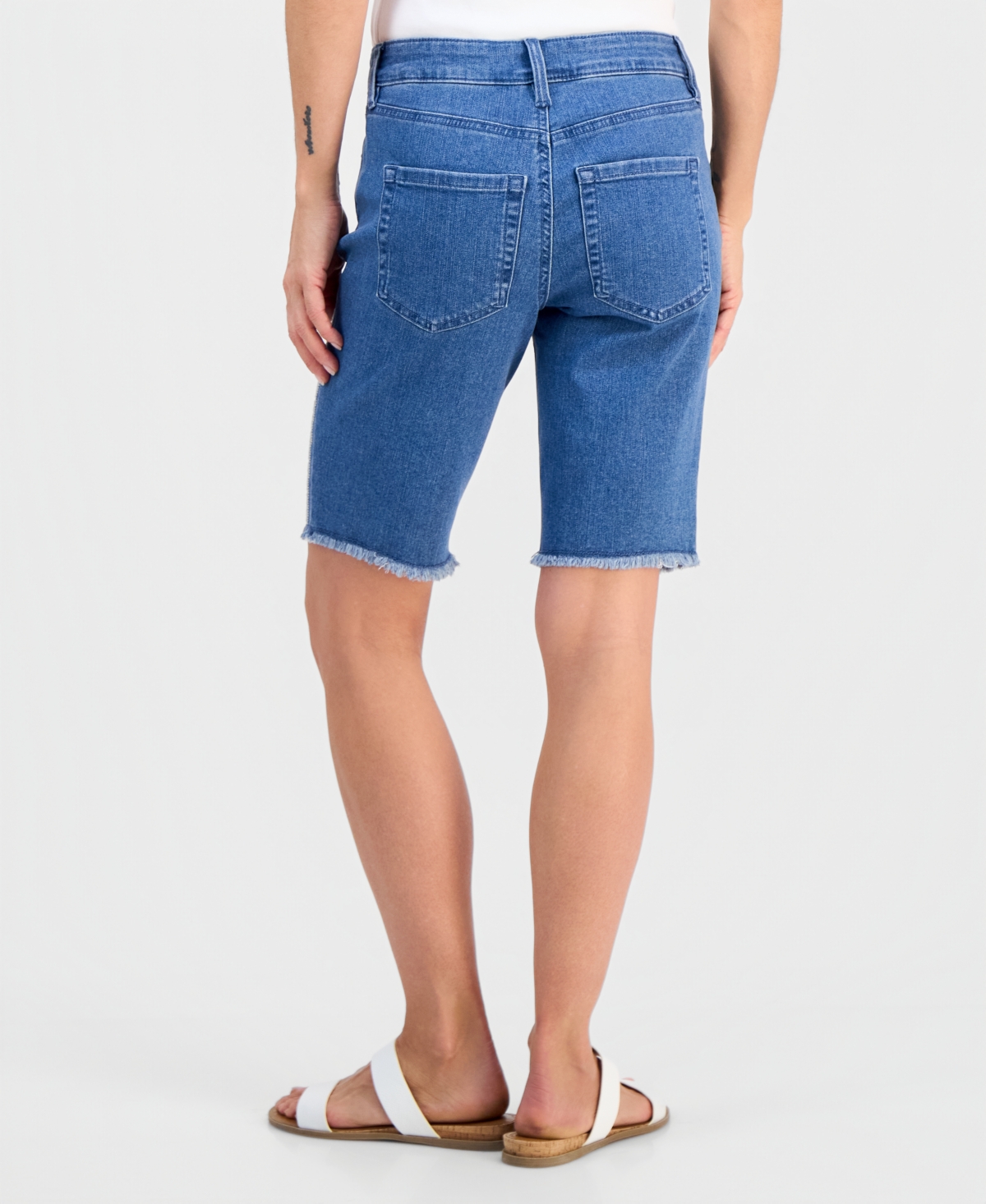 Style & Co Petite Mid-Rise Embroidered Raw-Edge Bermuda Shorts, Macy's Exclusive