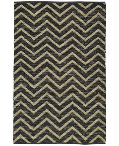 D Style Reversible Jute Chevron Black Area Rugs