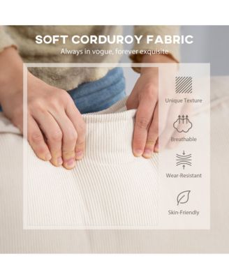 Chaise Sectional Sofa, Corduroy Fabric Corner Couch, Light