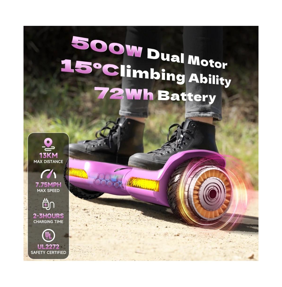 Hoverboard All Terrain Hoverboard with Led Lights & 500W Motor, Self Balancing Off Road Hoverboards with Bluetooth for Kids ages 6-12 and Adults