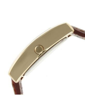 Women's 34x20mm Contour Dress Watch Brown Leather Strap