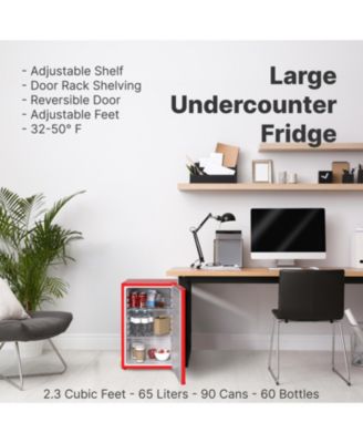 Premium 65 L Solid Door Mini Refrigerator, Freestanding Under-Counter in Red