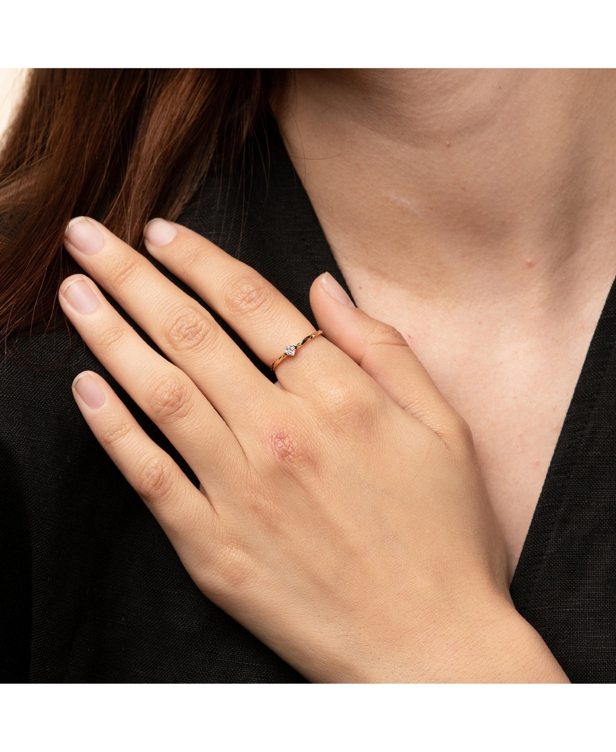 Thin Crystal Solitaire Ring, Lightweight Essential