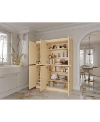 100% Solid Wood 48.5" Pantry Cabinet with Raised Panel Doors & Adjustable Shelves
