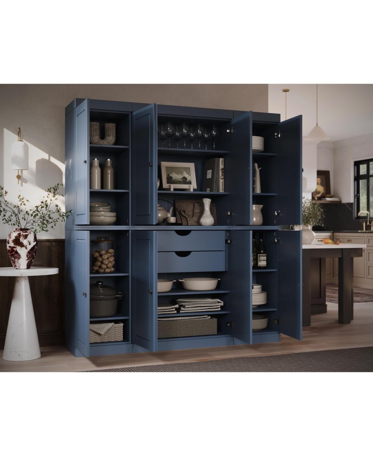 Palace Imports 100% Solid Wood 65" Pantry Cabinet with Raised Panel Doors, 2-Drawers & Adjustable Shelves