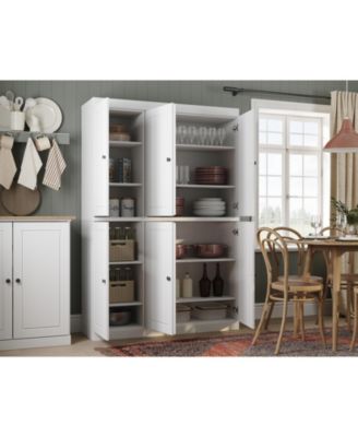 100% Solid Wood Pantry Cabinet with Raised Panel Doors, Adjustable Shelves, 48.5" Wide, 71.5" Tall