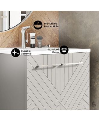 Annecy 24" Freestanding Bathroom Vanity in Greige with Sink Top