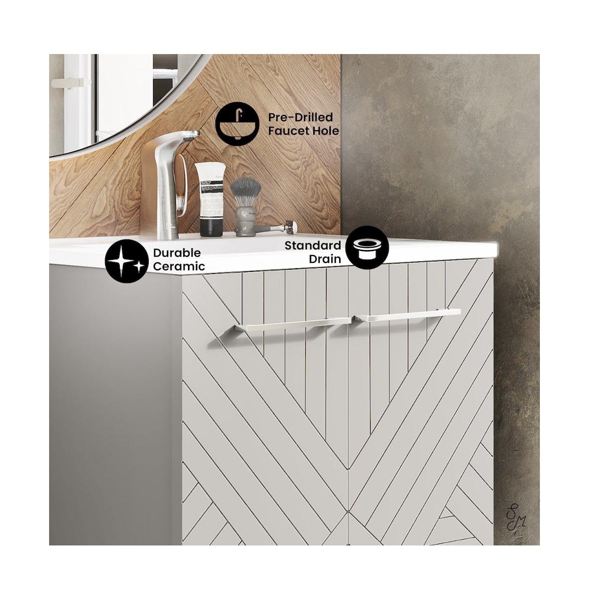 Annecy 24" Freestanding Bathroom Vanity in Greige with Sink Top